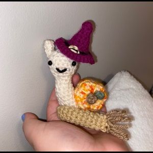 halloween decor crochet witch snail